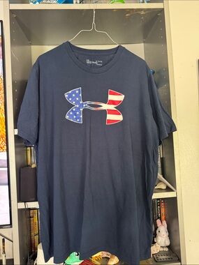 Under Armour Navy Short Sleeve Tee with Stars & Stripes Logo
